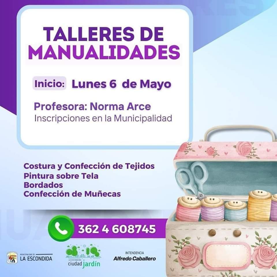 LA ESCONDIDA - "Lunes 6 de mayo inician los talleres de manualidades"